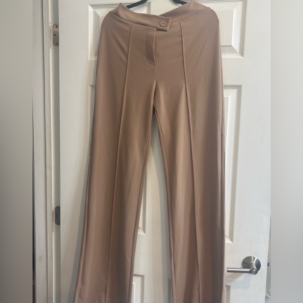 Fashion Nova “Tall Call It Even” Wide Leg Dress Pants – Taupe (XL)